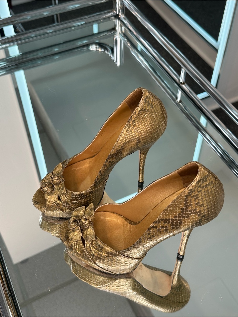Gucci python peep-toe heel - Picture 3 of 10